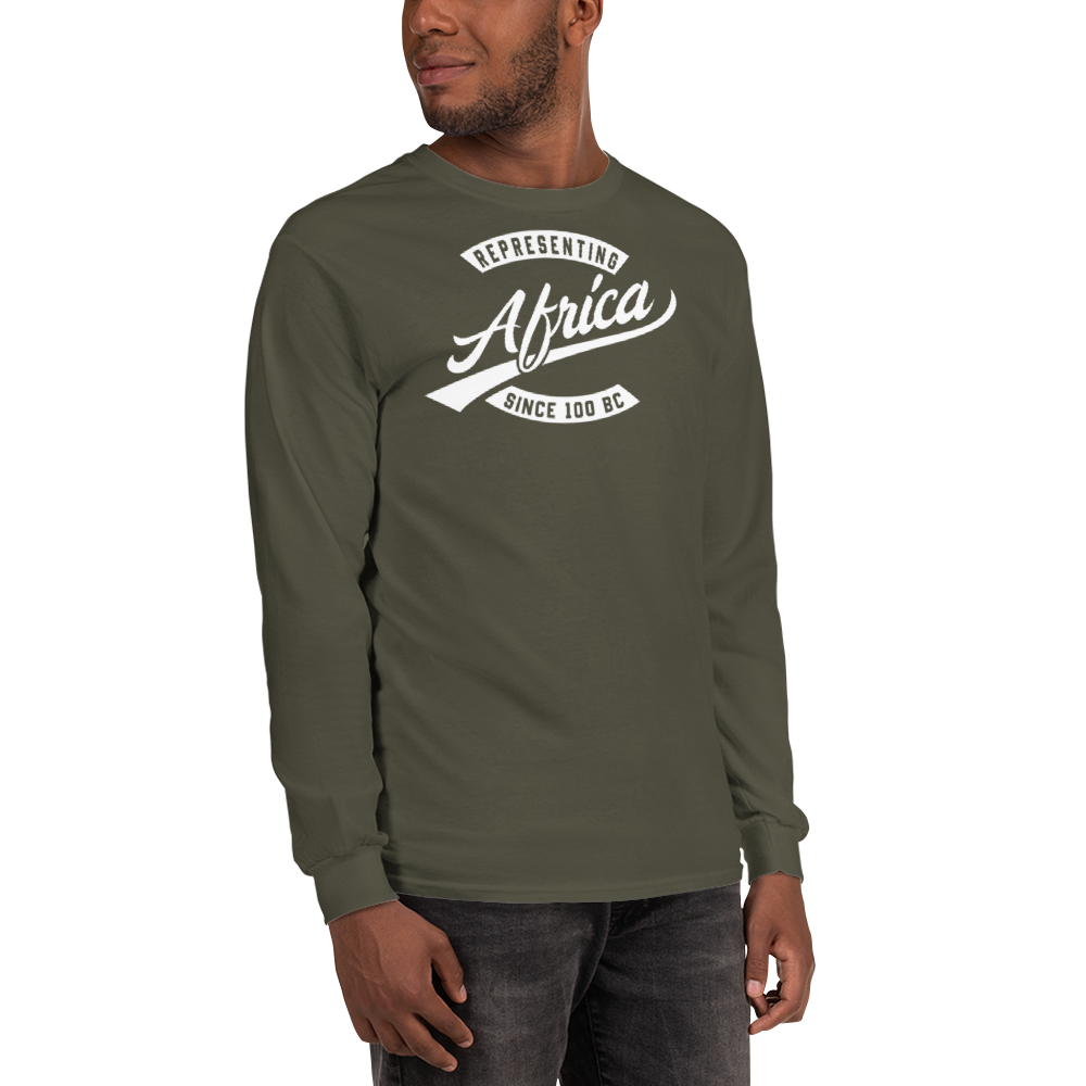 Black professional wearing African diaspora long sleeve t-shirt