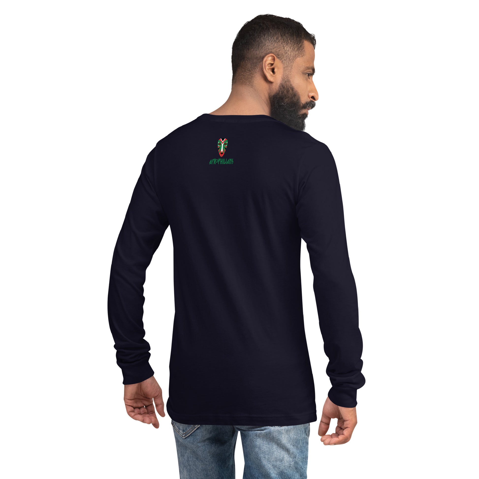 Black professional wearing African diaspora long sleeve t-shirt