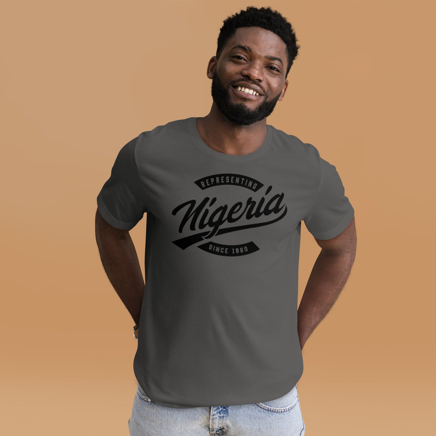 Black professional wearing African-inspired short sleeve tee