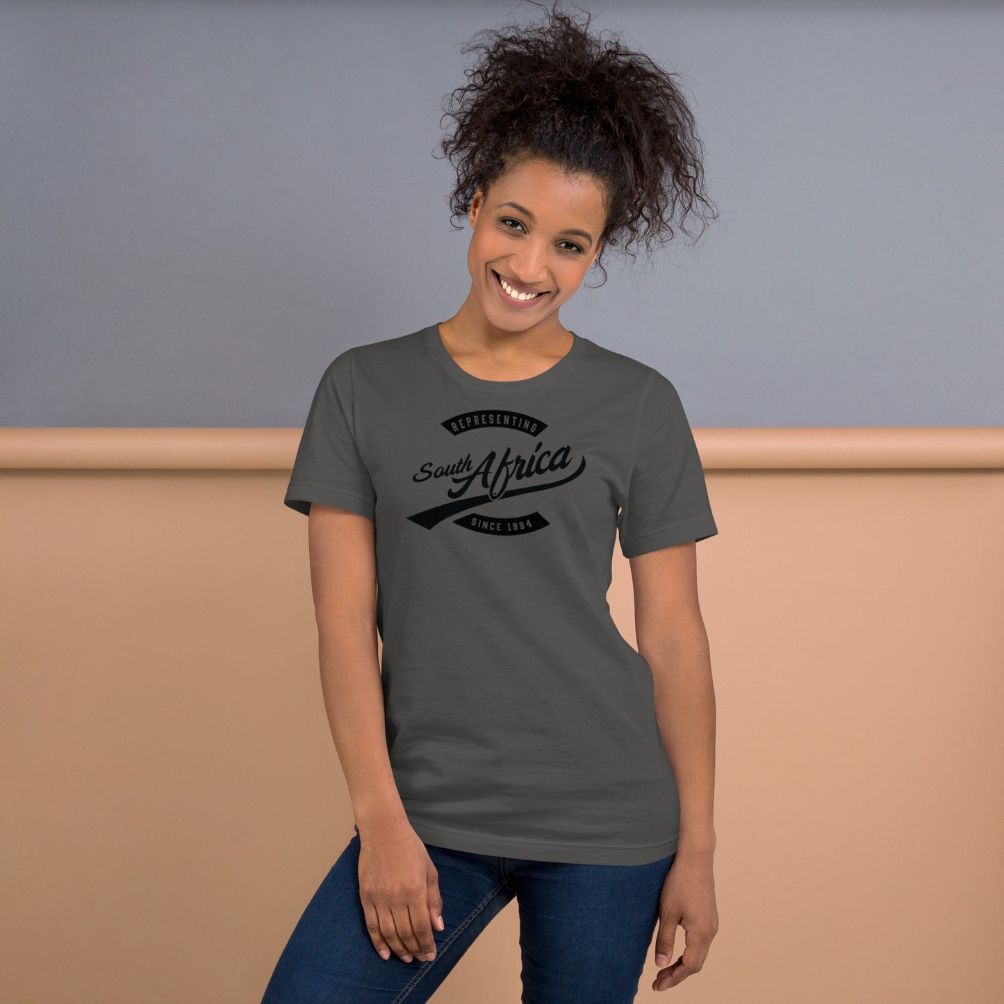 Black professional wearing African-inspired short sleeve tee