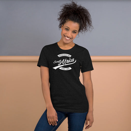 Black professional wearing African-inspired short sleeve tee