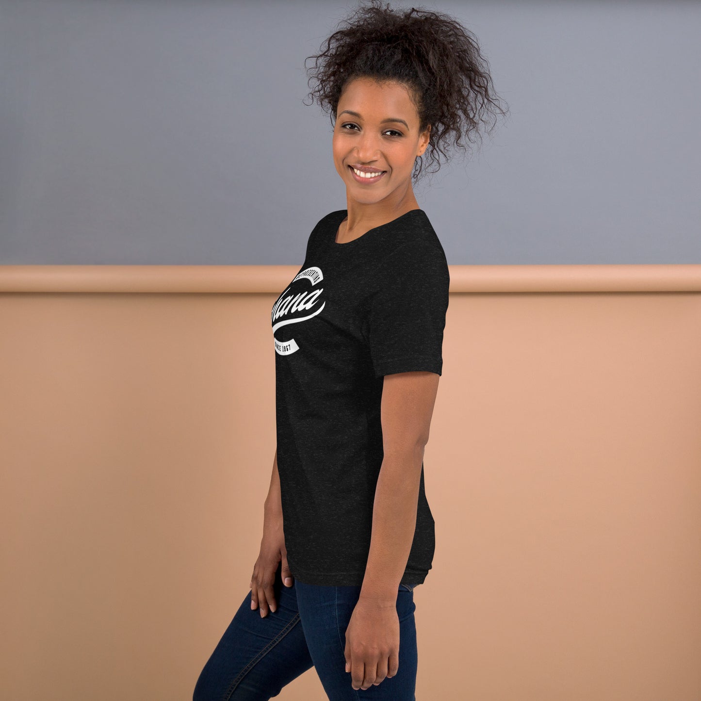 Black professional wearing African-inspired short sleeve tee
