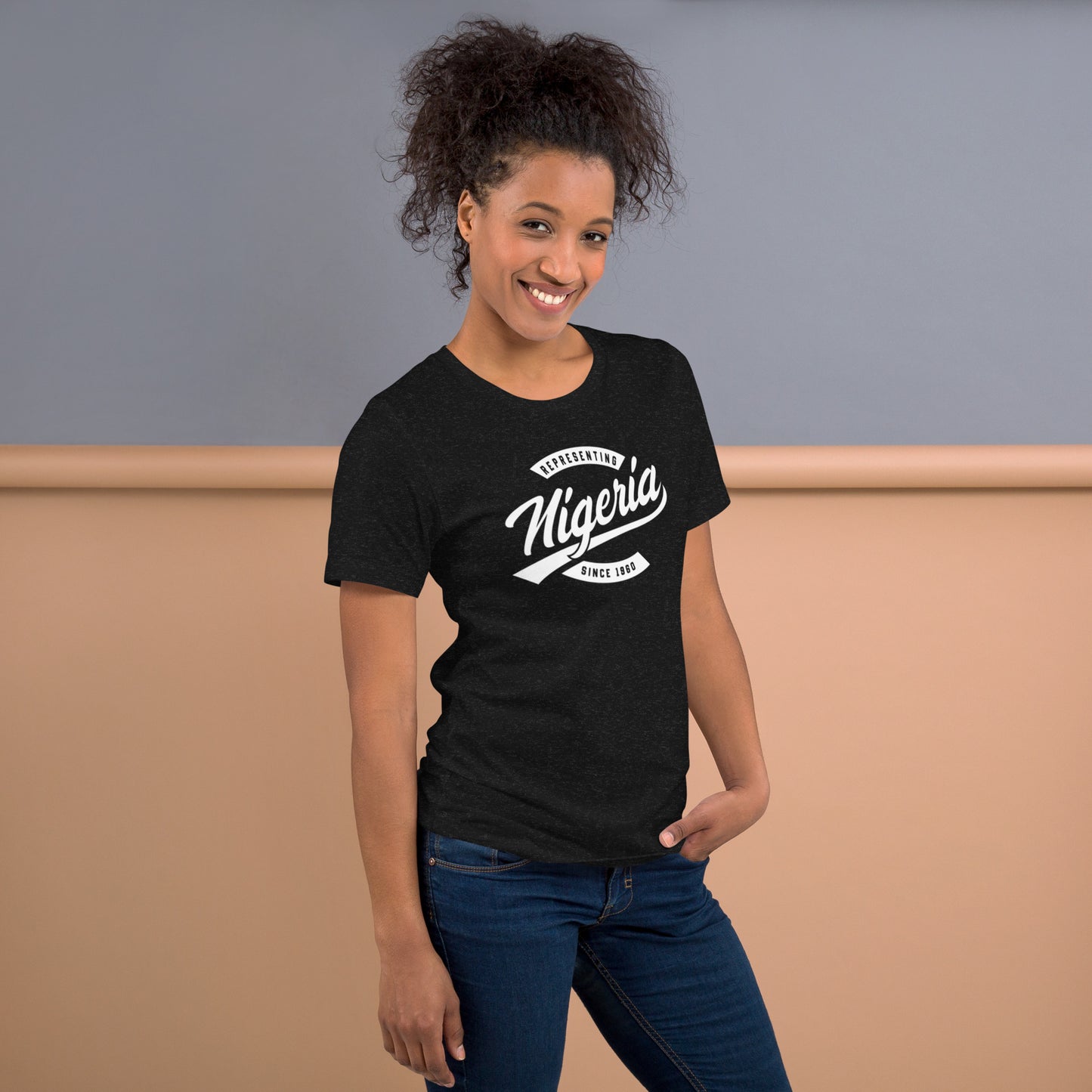 Black professional wearing African-inspired short sleeve tee