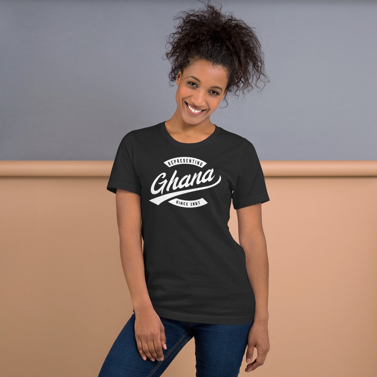 Black professional wearing African-inspired short sleeve tee