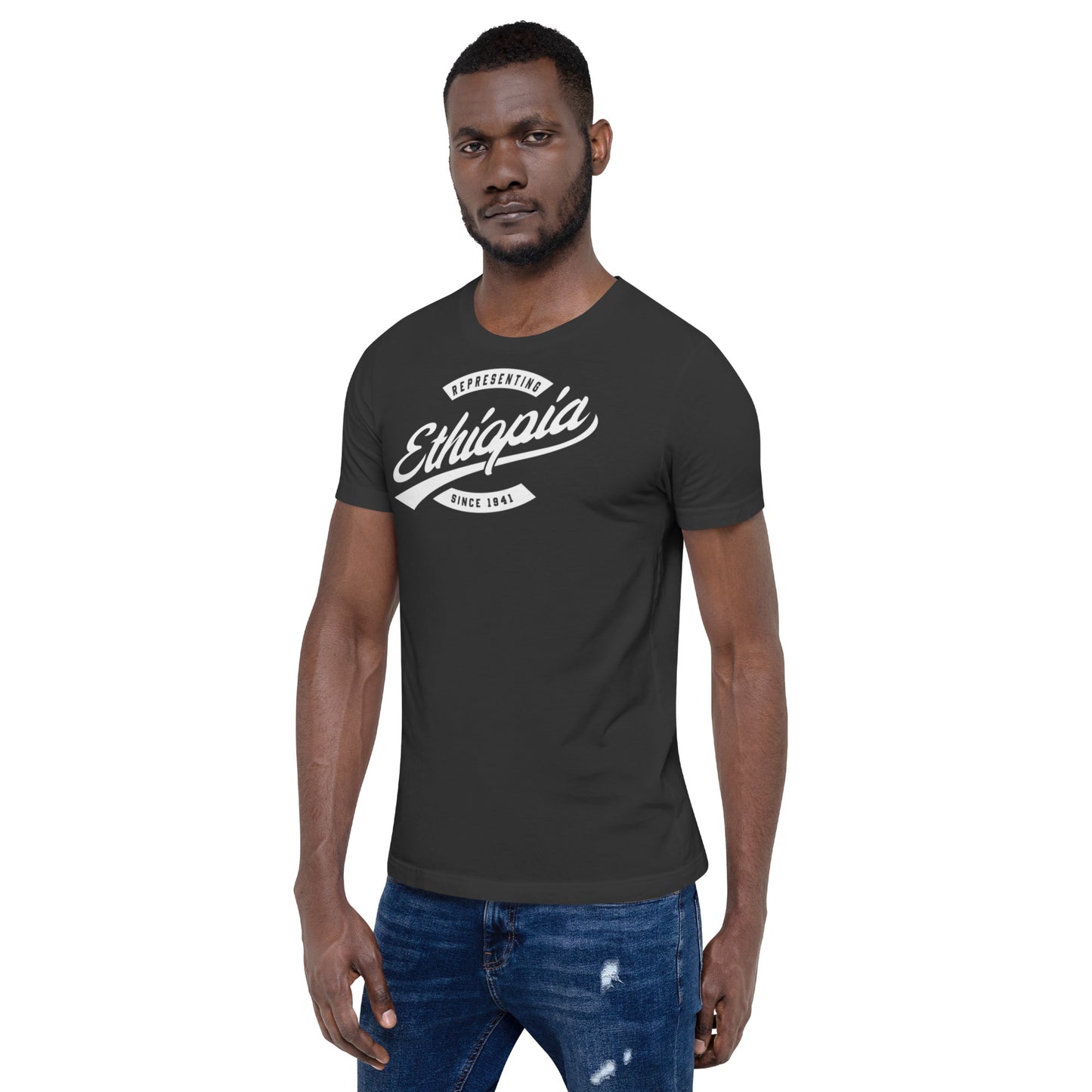 Black professional wearing African-inspired short sleeve tee