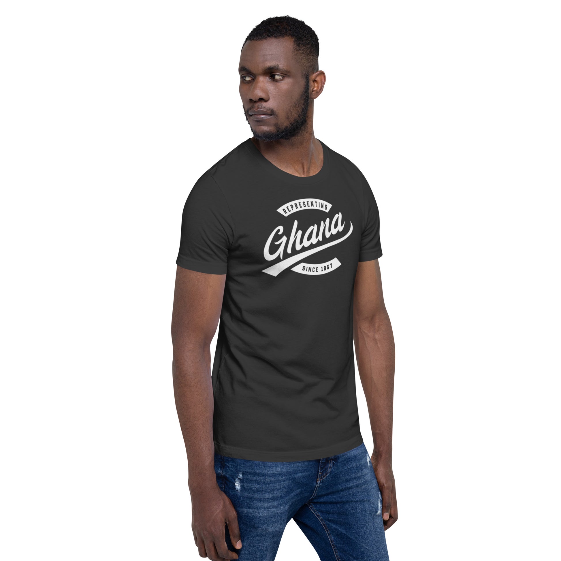 Black professional wearing African-inspired short sleeve tee