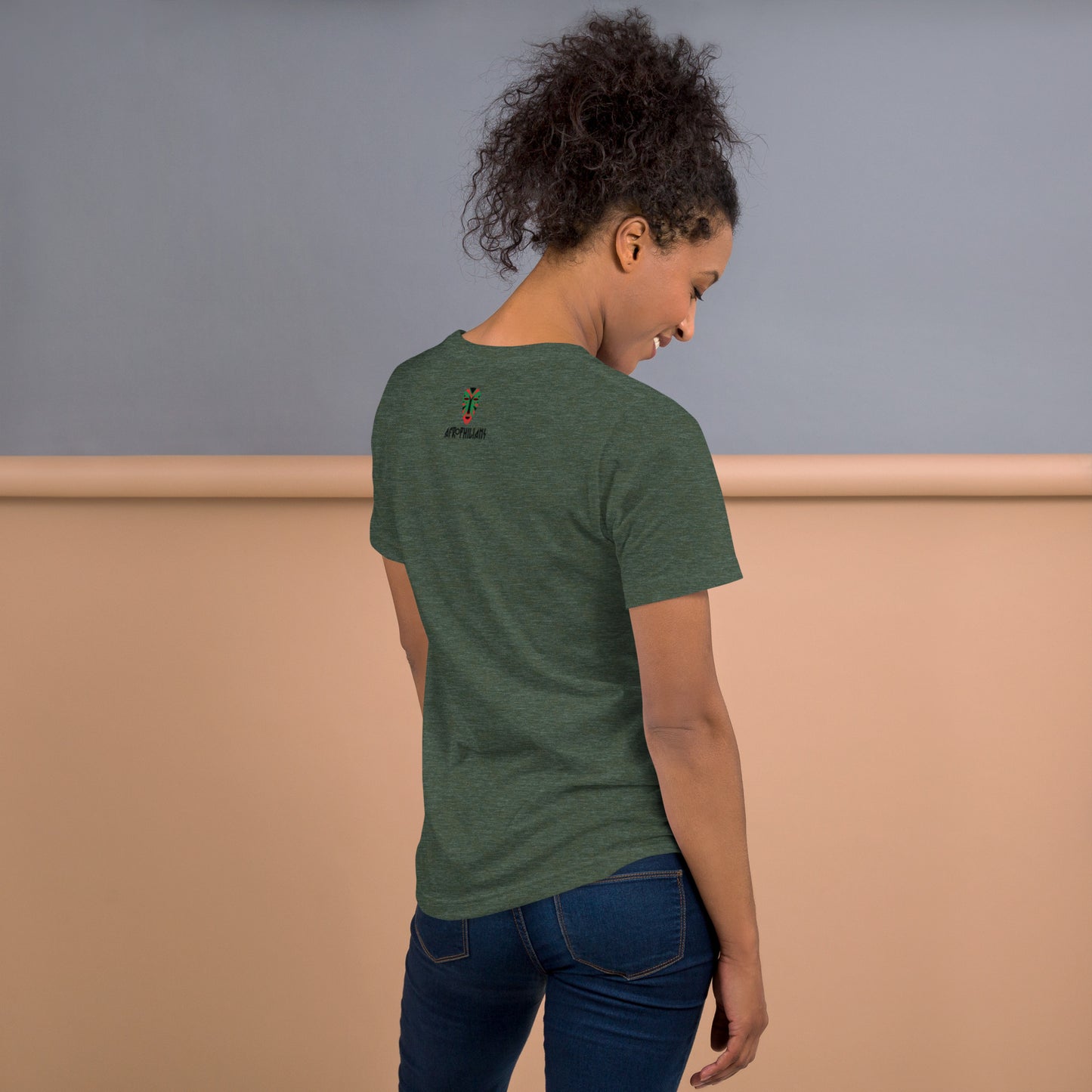 Black professional wearing African-inspired short sleeve tee