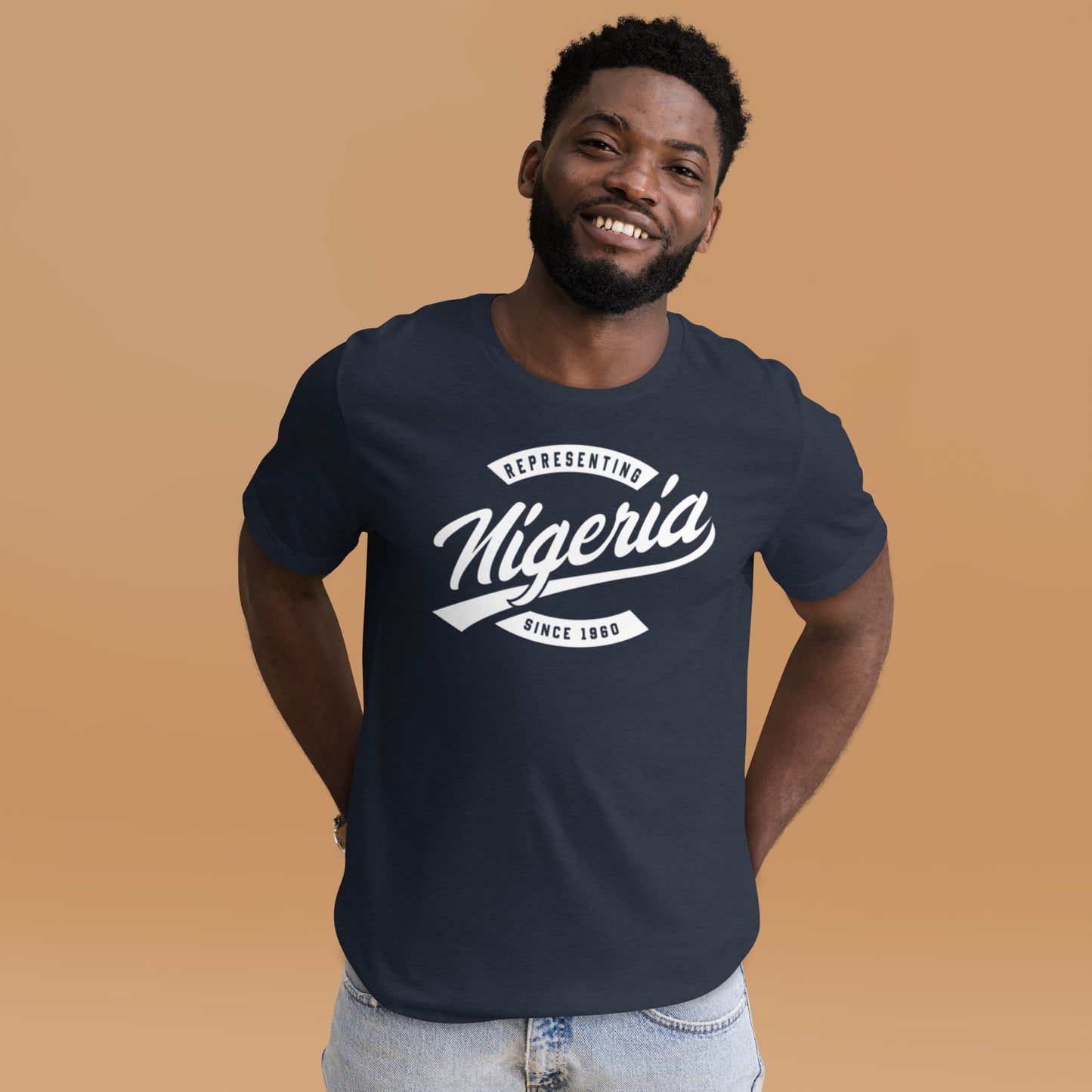 Black professional wearing African-inspired short sleeve tee