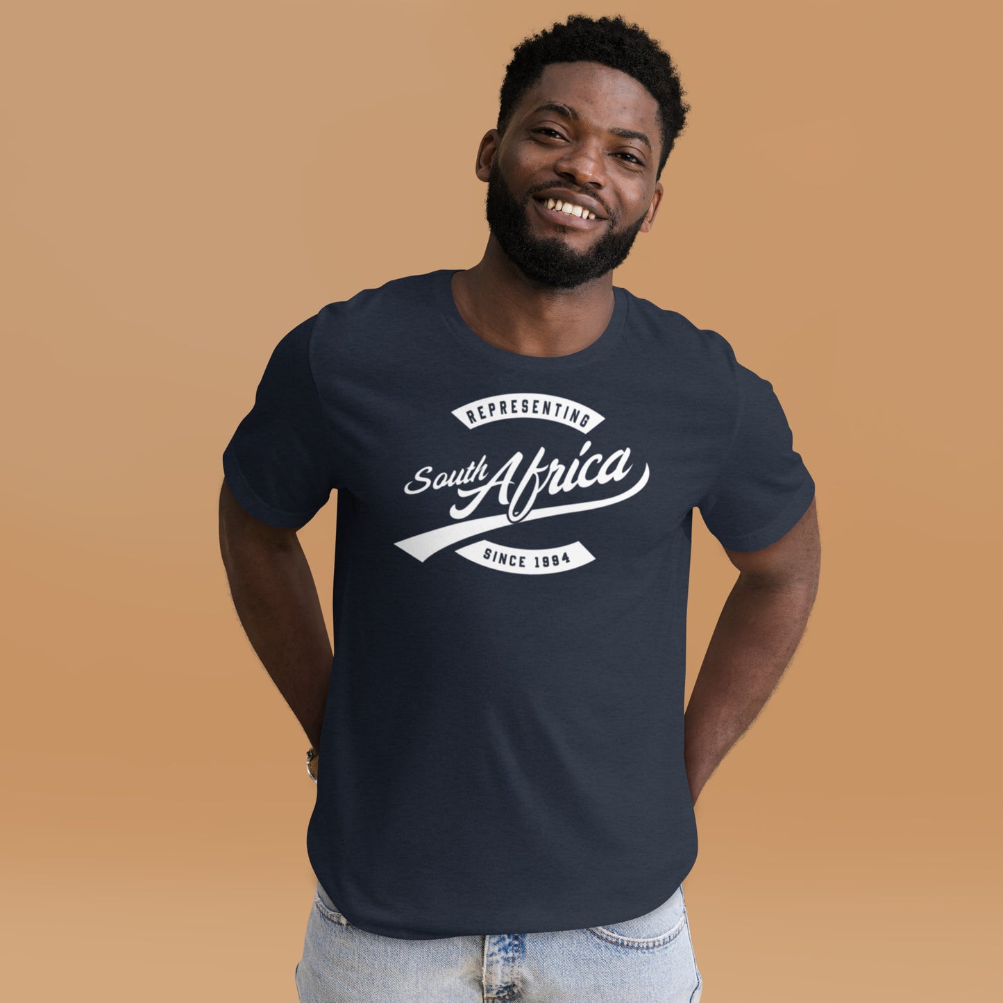 Black professional wearing African-inspired short sleeve tee