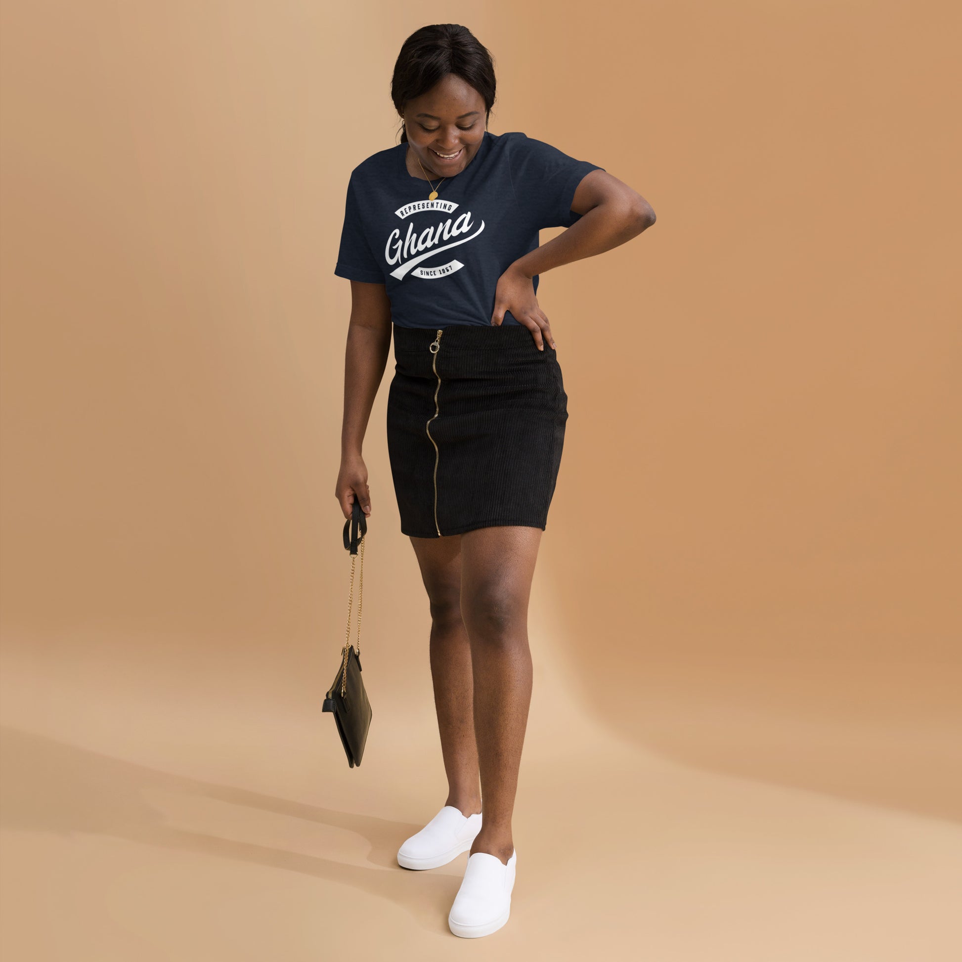 Black professional wearing African-inspired short sleeve tee