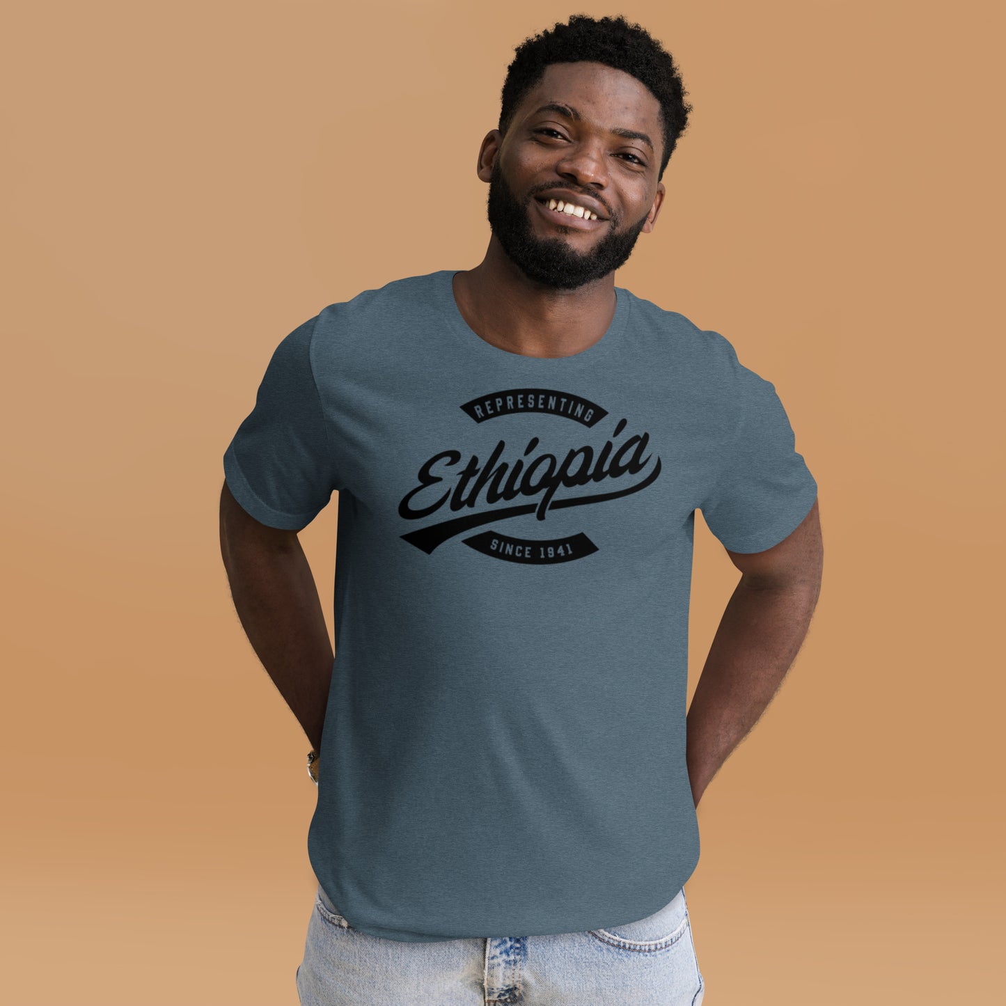 Black professional wearing African-inspired short sleeve tee