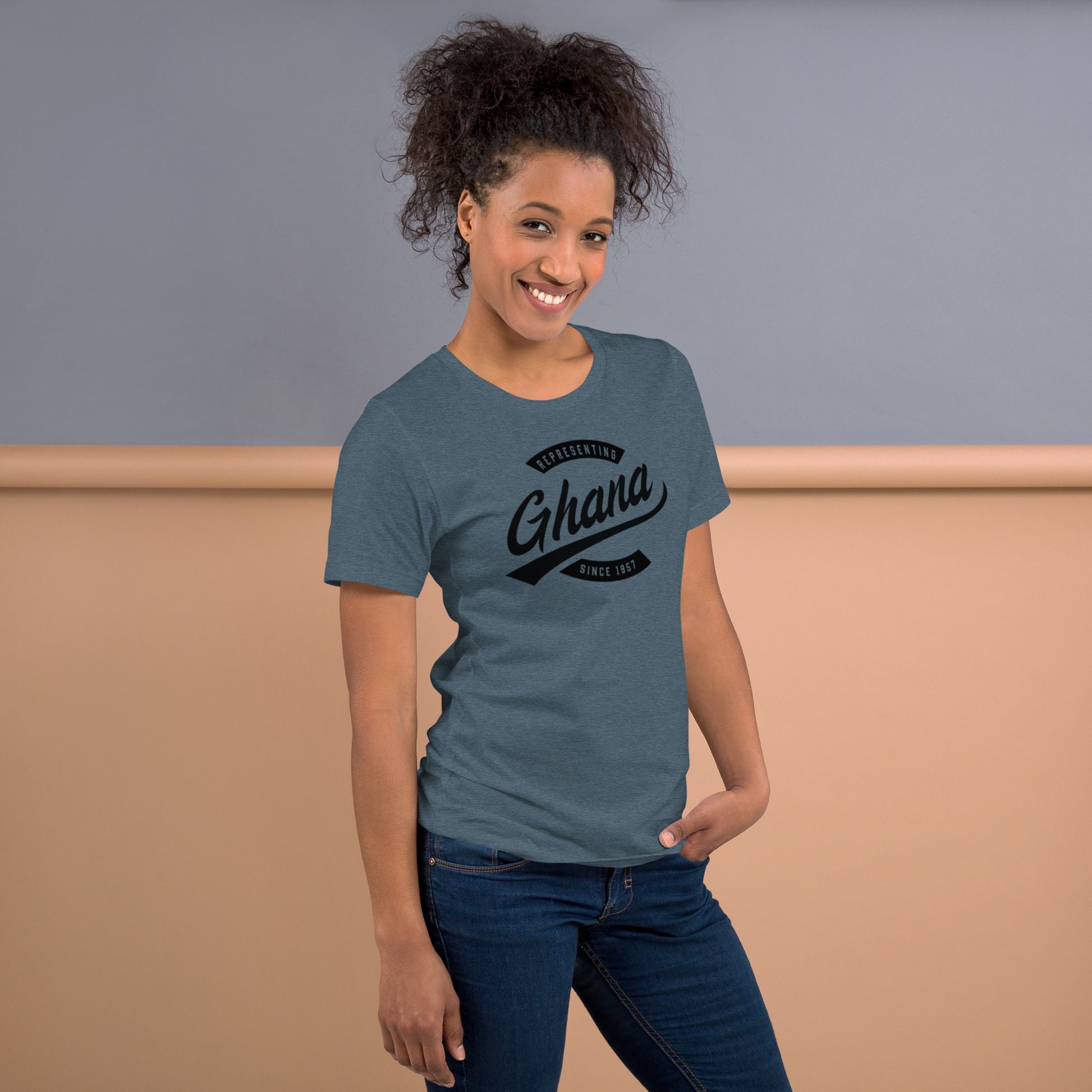 Black professional wearing African-inspired short sleeve tee