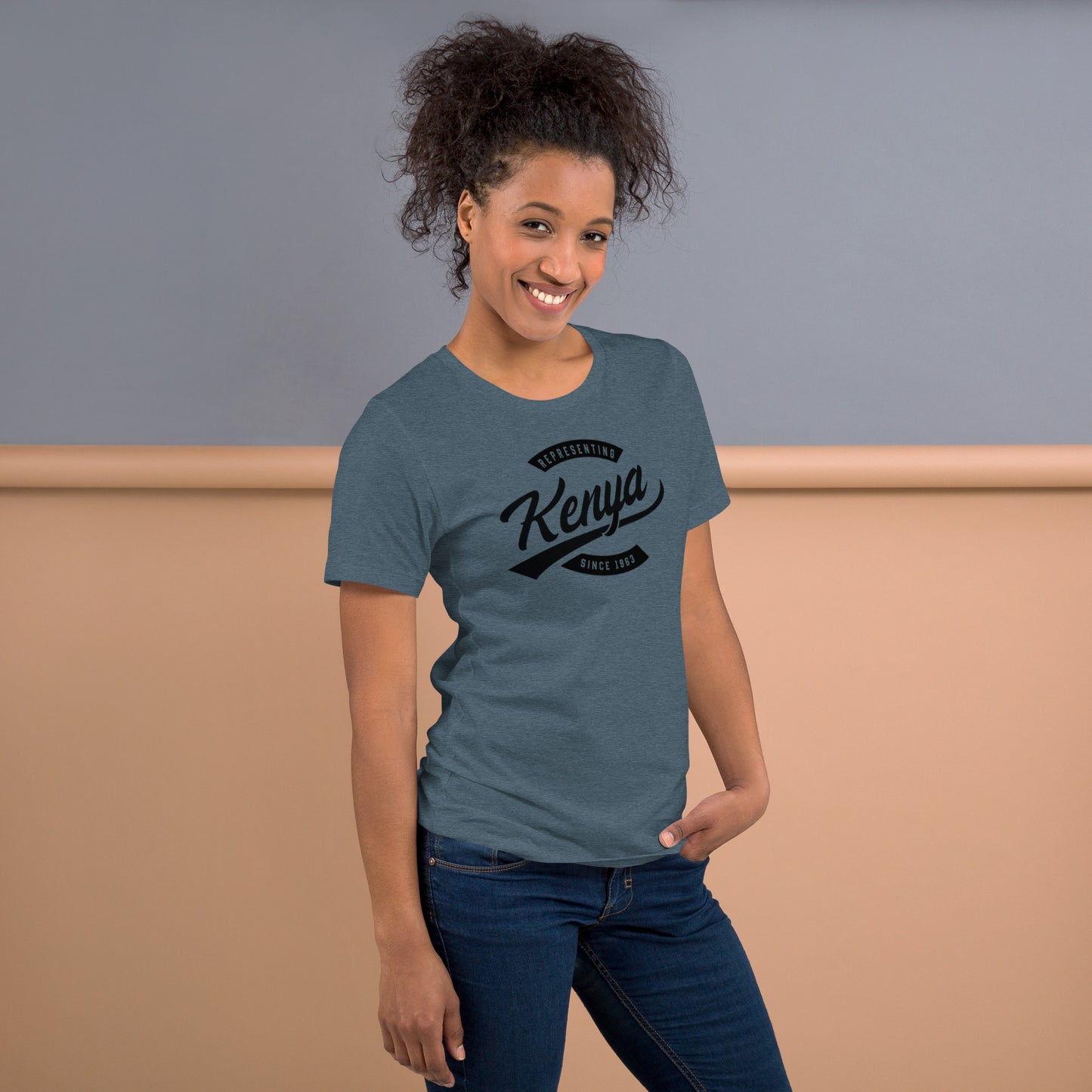 Black professional wearing African-inspired short sleeve tee