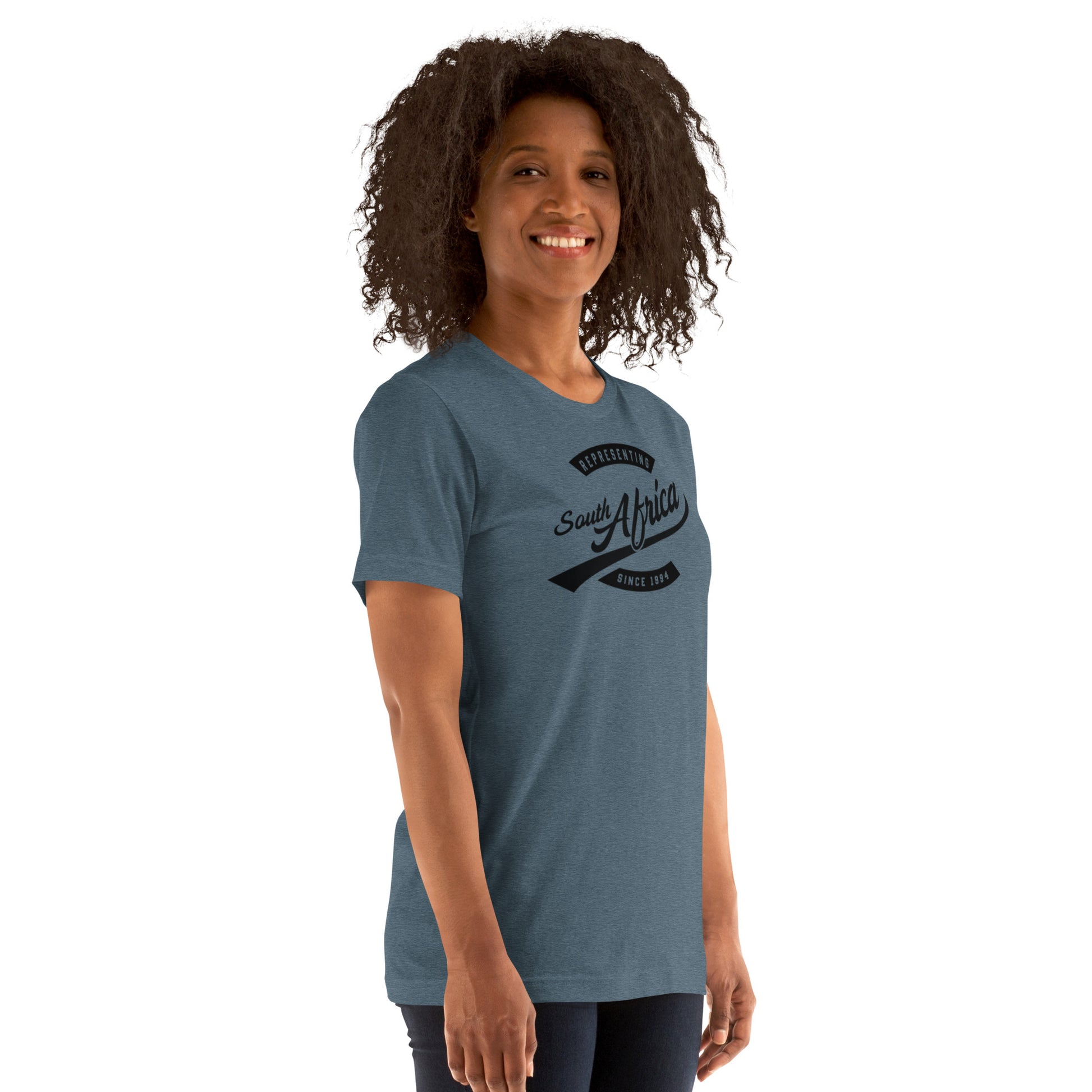 Black professional wearing African-inspired short sleeve tee