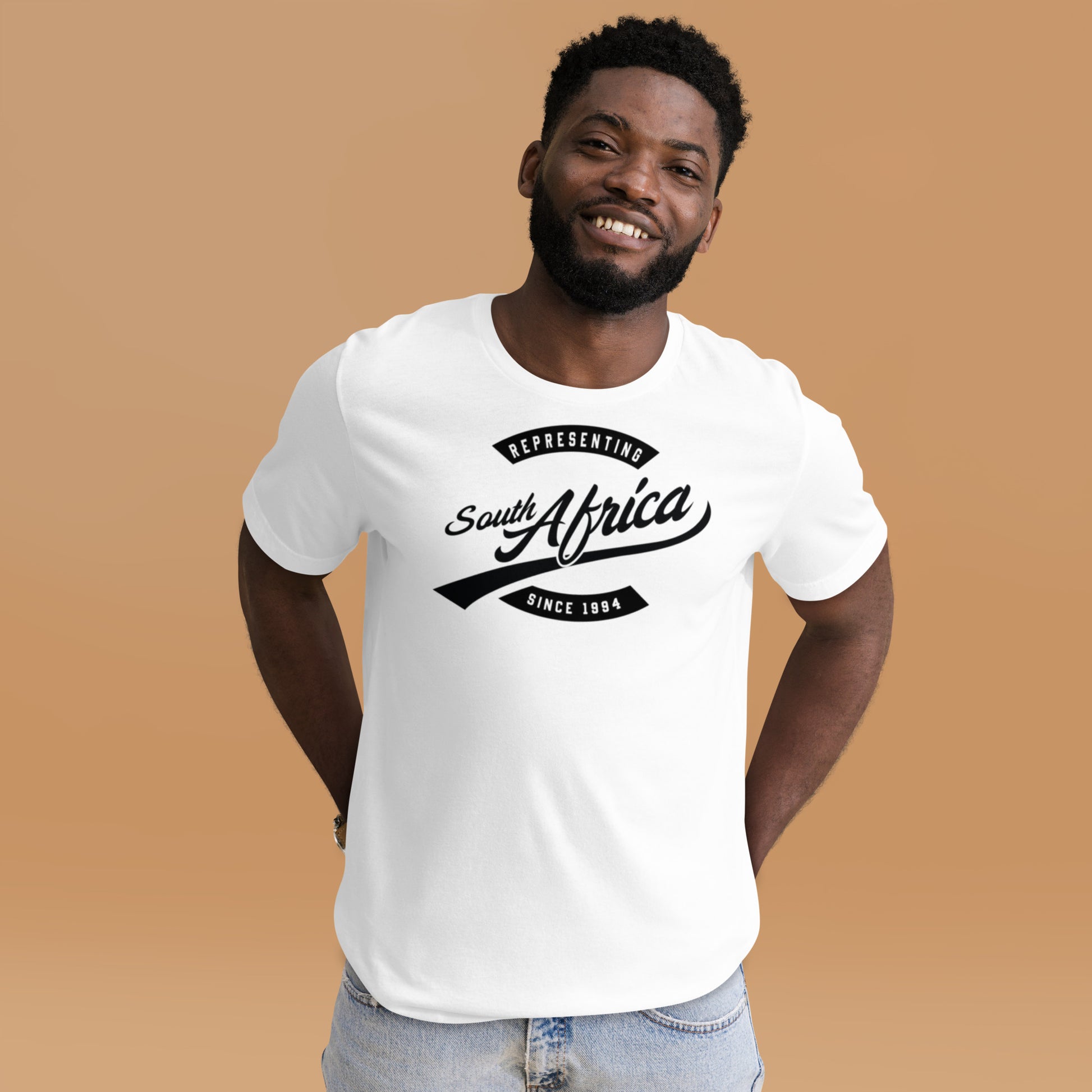 Black professional wearing African-inspired short sleeve tee