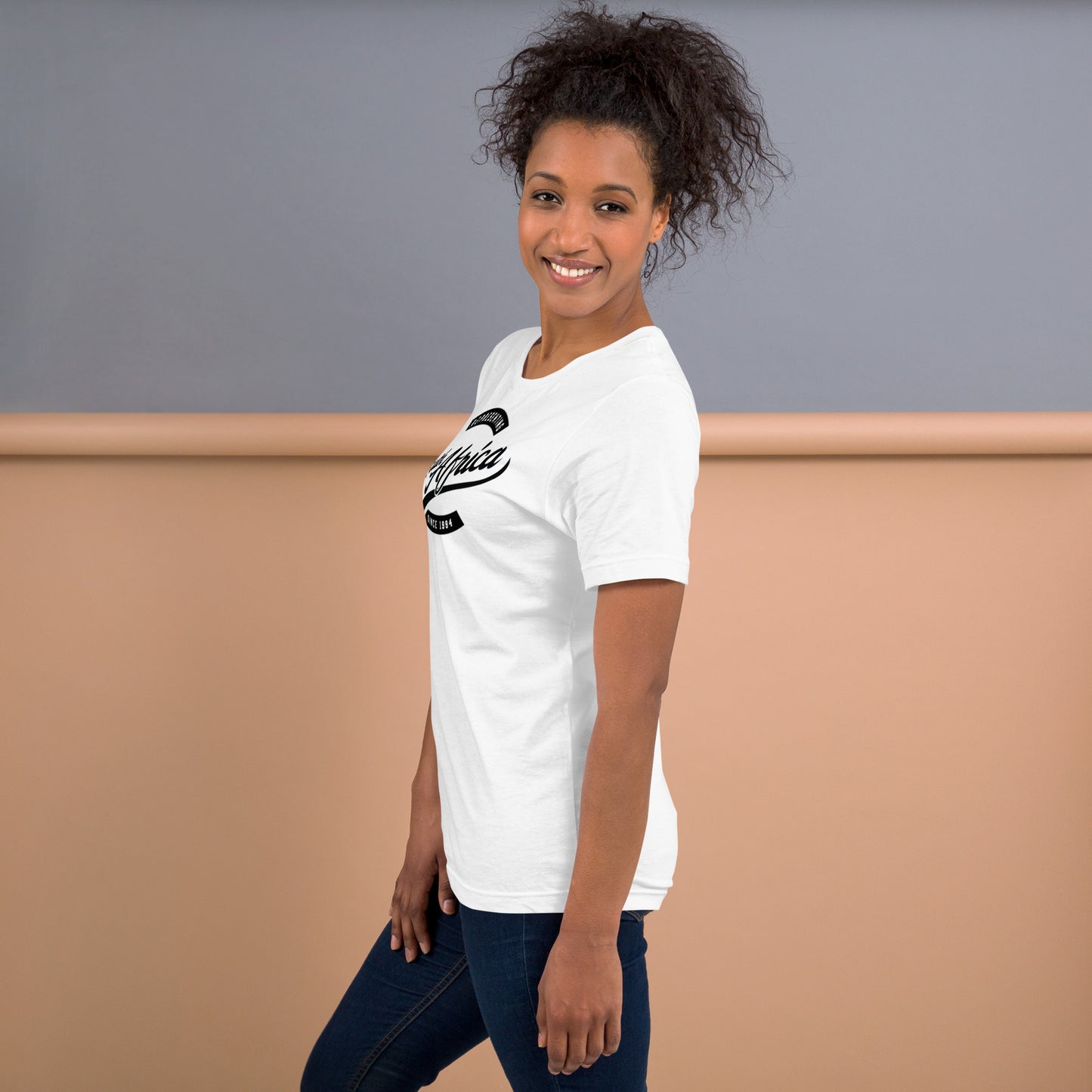 Black professional wearing African-inspired short sleeve tee